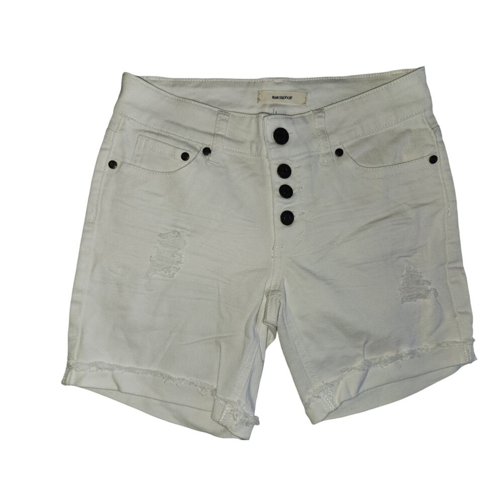 Blue Asphalt NWT White Distressed Denim Jean Shorts Size‎ 3